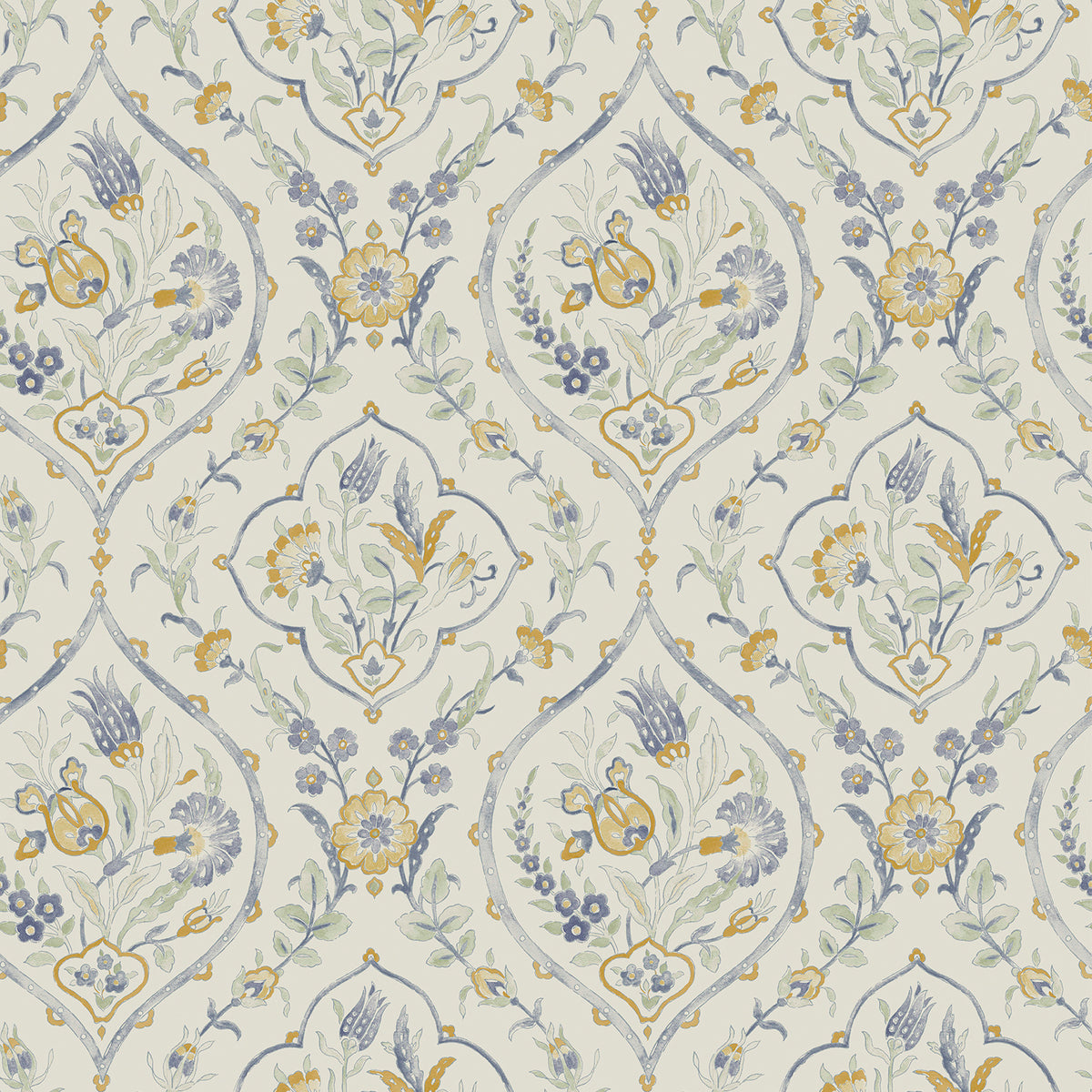 Foscot Damask - Pale Ochre Yellow