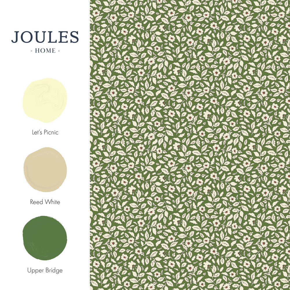 Joules Ditsy Floral Print Green Wallpaper