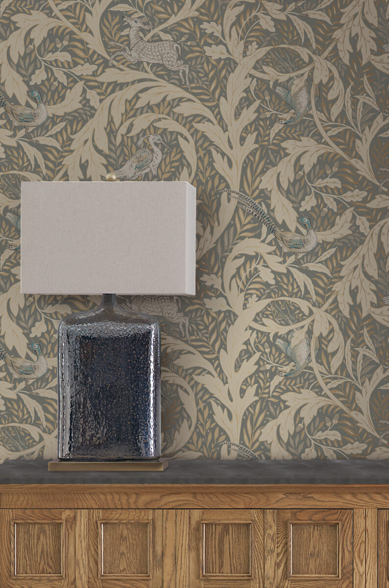 Arts & Crafts Woodland Tapestry Gold