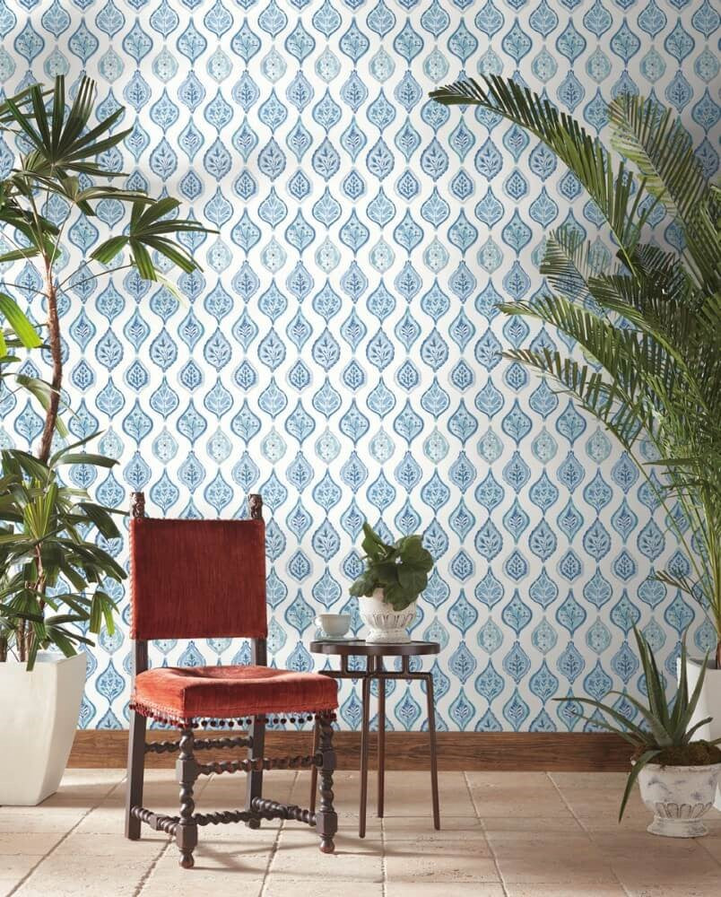 Mediterranean Marketplace Motif Blue