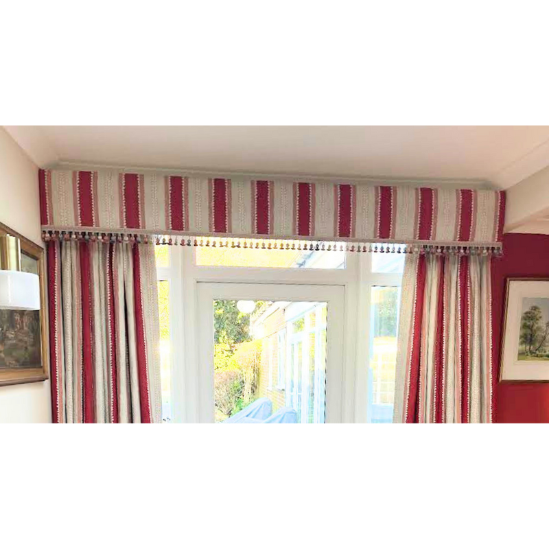 Water-damaged rooms bespoke curtains and blinds by Stripe Interiors following a burst pipe insurance claim, Hertfordshire