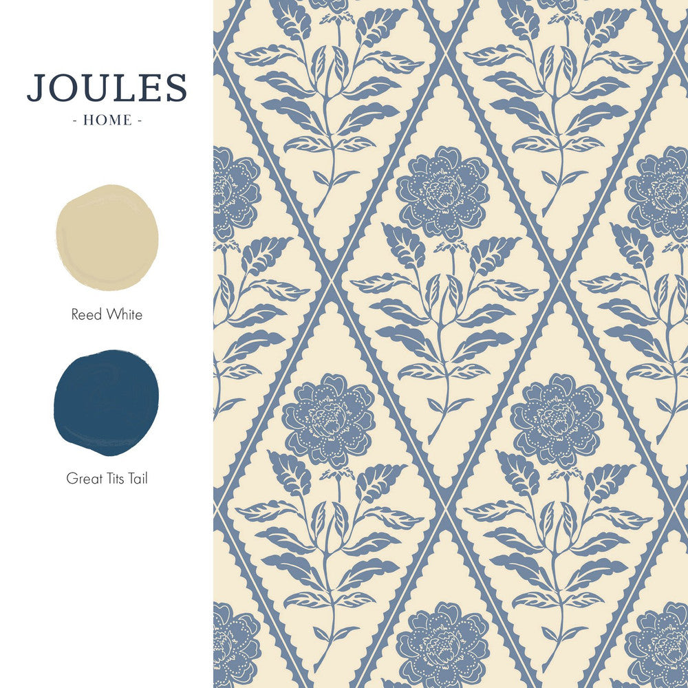 Joules Juliette Floral Print Cream/Blue Wallpaper