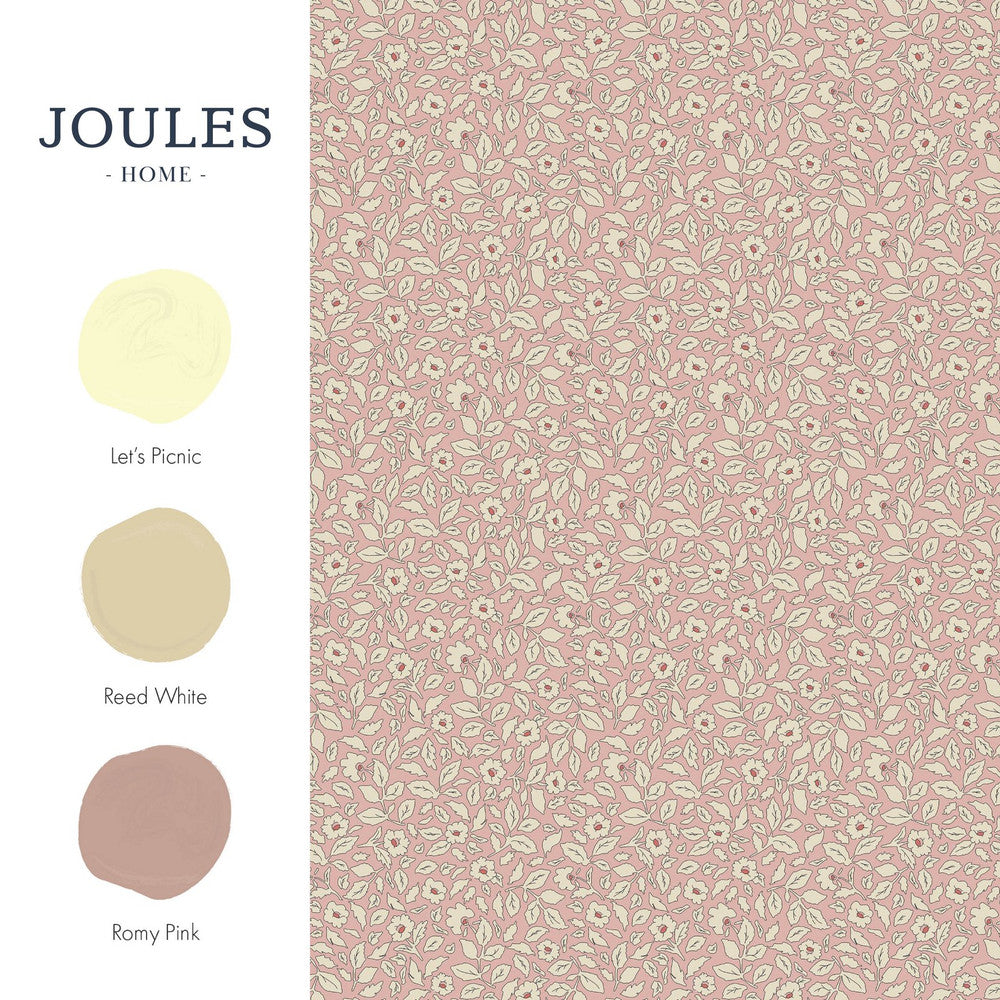 Joules Ditsy Floral Print Soft Pink Wallpaper