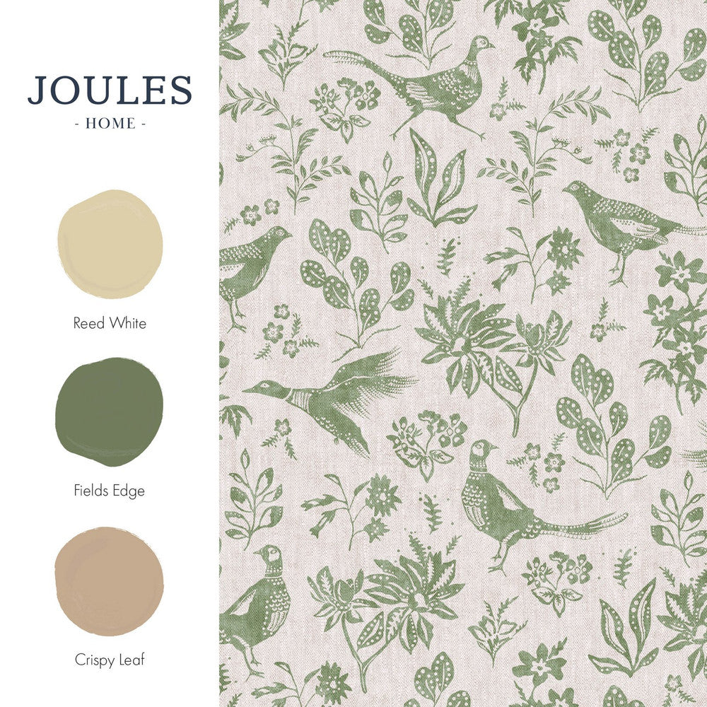 Joules Pheasant Print Linen/Green Wallpaper