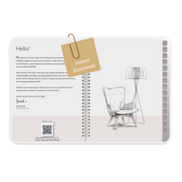 Room Story Digital Download Visual Spiral-bound notebook with interior design illustrations and text on a white background