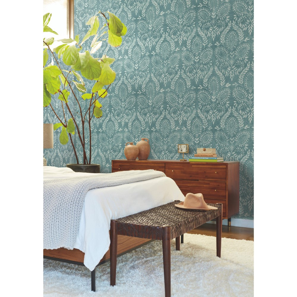 Boho Luxe Laurel Damask Teal