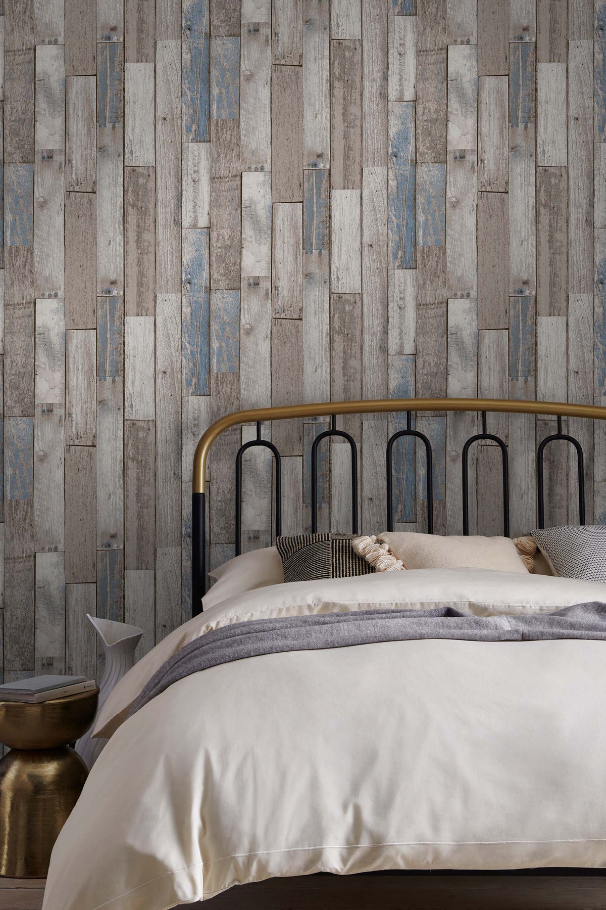 Distressed Wood Plank Neutral Blue