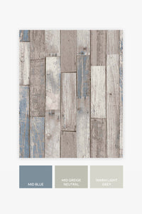 Distressed Wood Plank Neutral Blue