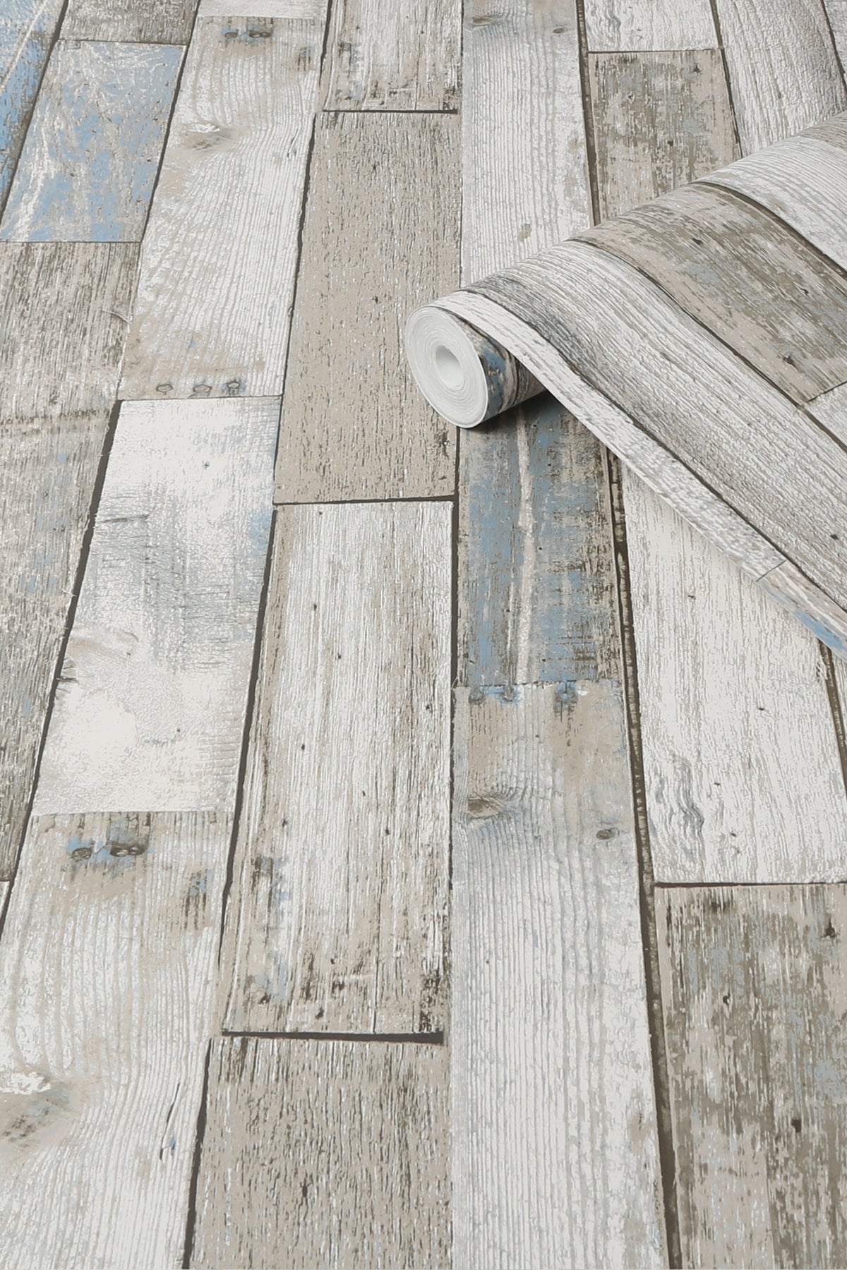 Distressed Wood Plank Neutral Blue