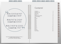 Room Story Digital Planner Table of contents page with a quote and chapter list on a white background